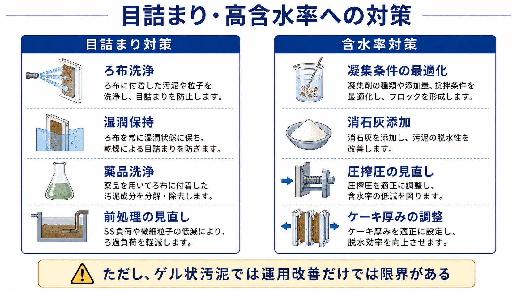 目詰まり・高含水率への対策